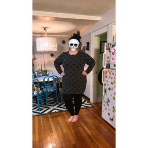 long sleeve polka dot sweater dress